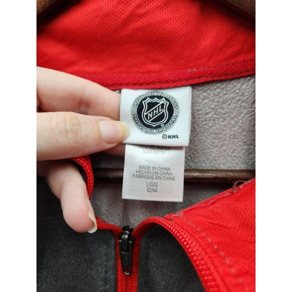 Chicago Blackhawks NHL Gray & Red Half-Zip Pullover Size L - Picture 2 of 3